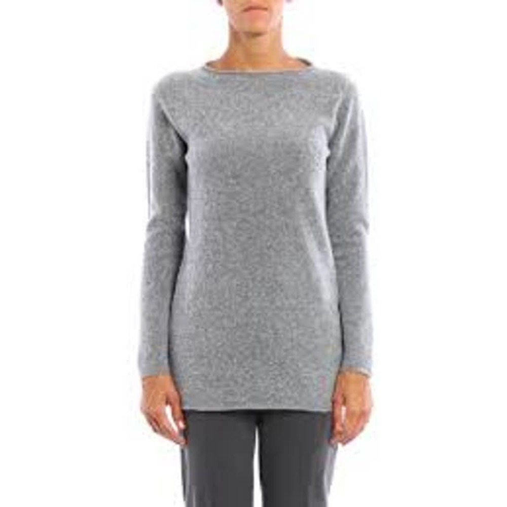 Cashmere Sea Bleu Women's Pullover Knitted Mini Dress Long Sleeves Grey Size S